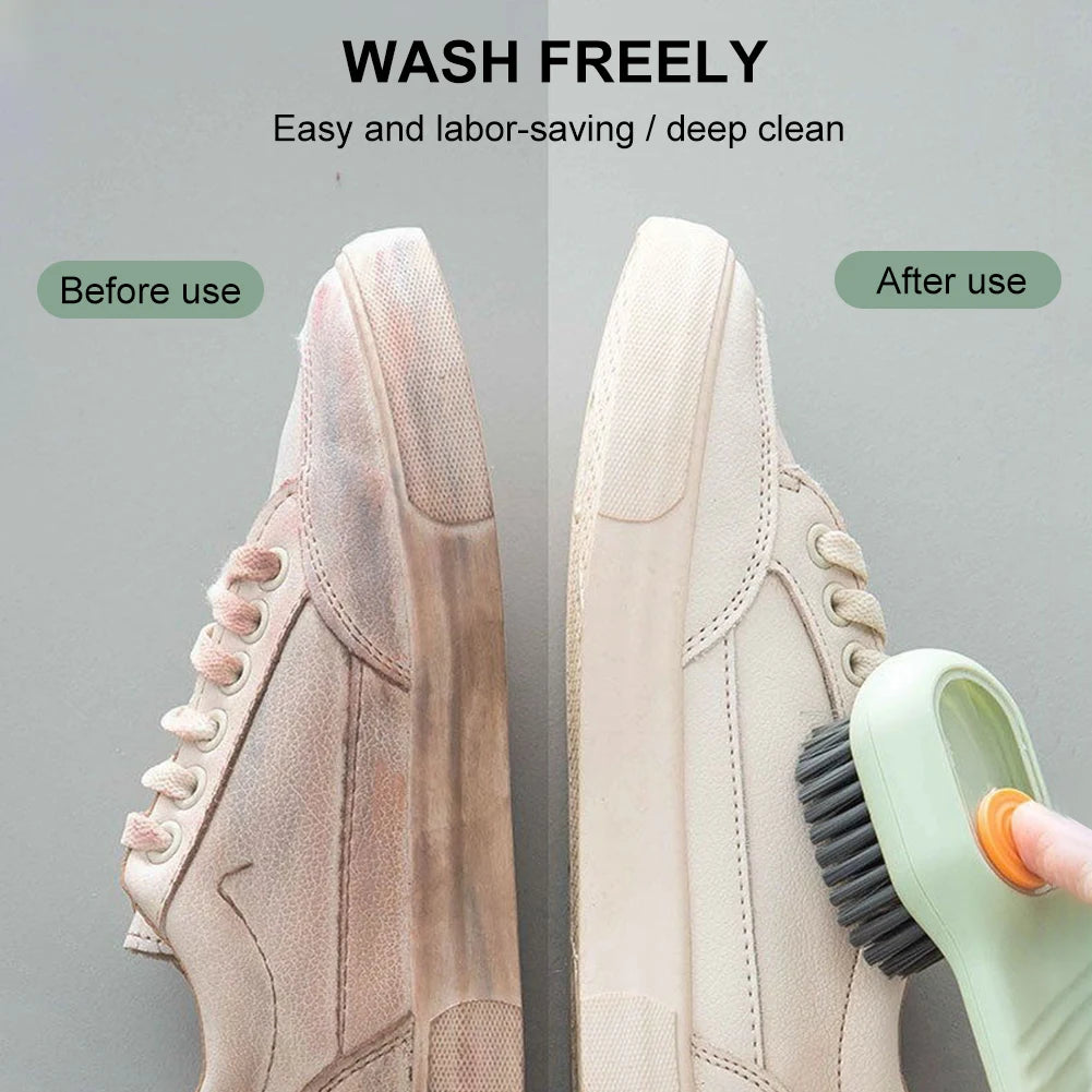 Push-Dispensing Cleaning Brush for Shoes & Clothing