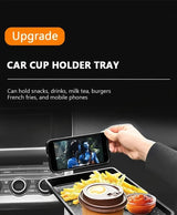 Car Cup Holder Expender Multi-Function Drink Holder with Food Table 360 Degree Adjustable Base Tray for Lunch Snack