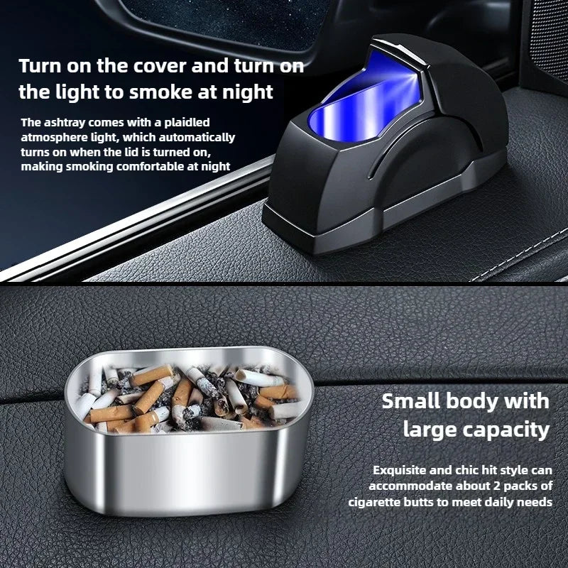 Lidded Metal-Lined Car Ashtray – Standard or Lighted
