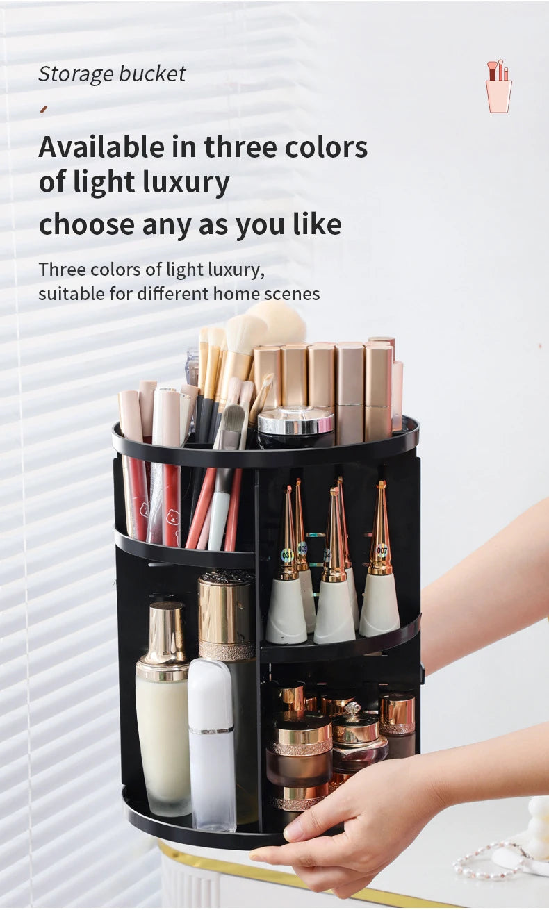 360 Degree Rotating Makeup Storage Box Rotating Layer Transparent Desktop Organizer Home Dresser Perfume Skin Care Shelf