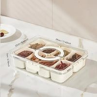 8 Grids Divided Serving Tray Storage Box Kitchen Portable Sub-format Seasoning Separator Box Fresh-keeping Snack Fruits Food Box