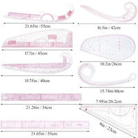 Transparent French-Curve Sewing & Drawing Templates – 3 Sets