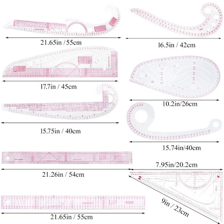 Multifunctional French Curve Ruler Soft Plastic Patchwork Ruler Measure Dressmaking Drawing Template Craft Sewing Tools