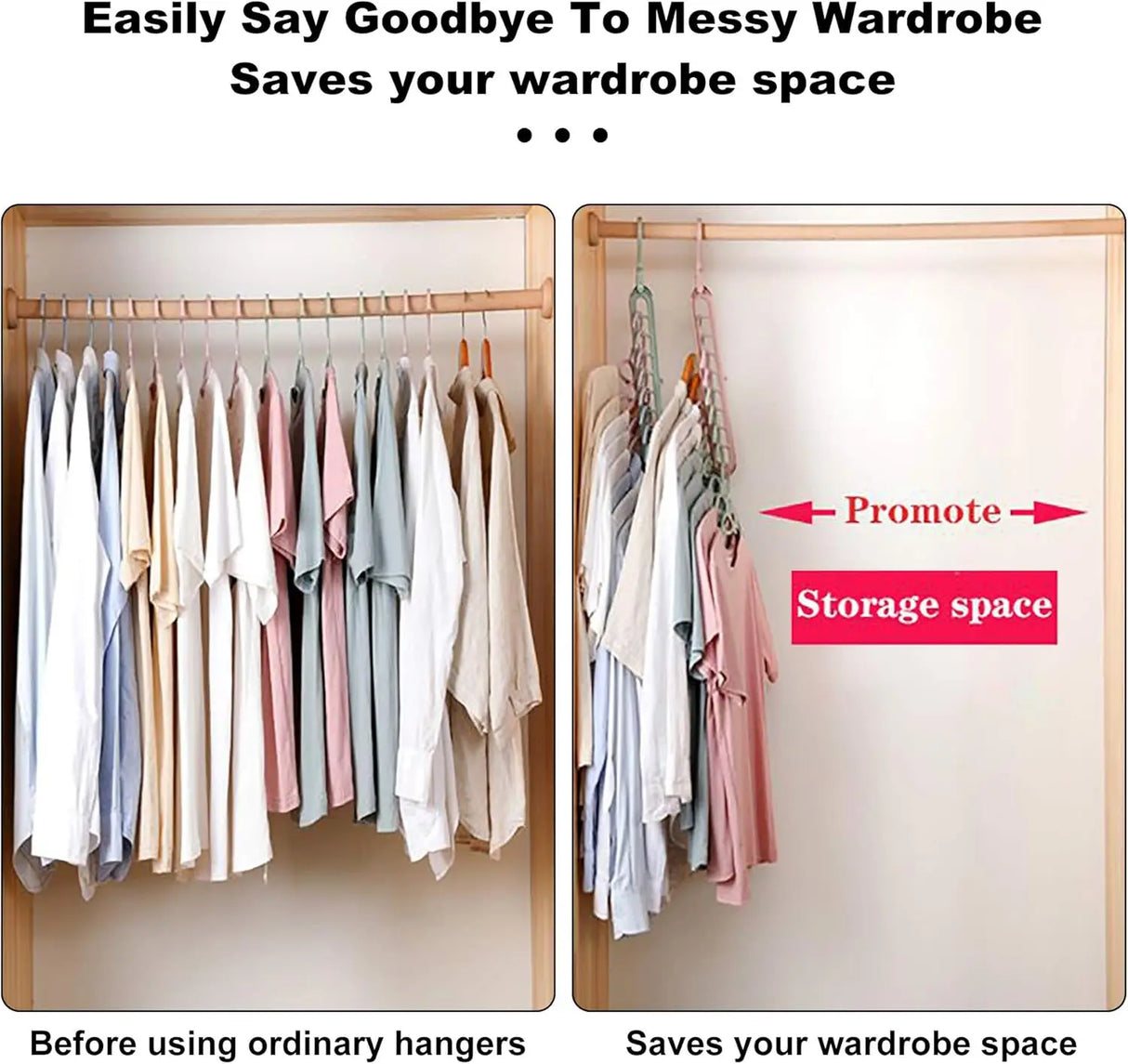 9 Holes Rotating Anti-Skid Folding Clothes Hanger Organizer with Multifunctional Space Saving Cascading Features for Wardrobe