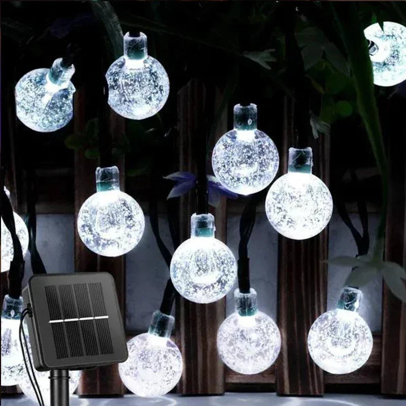Solar String Lights Outdoor Crystal Fairy Light Chritmas Garland 8 Modes Waterproof Patio Light for Garden Party Decor