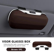 Car Glasses Box Portable Press Switch Sunglasses Holder Support Driver Goggle Case Car Sun Visor Eyeglasses Storage Box