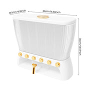 Dry Food Dispenser 6-Grid Wall-Mounted Dry Food Dispenser - Adjustable Compartments Easy Dispensing - Kitchen Storage