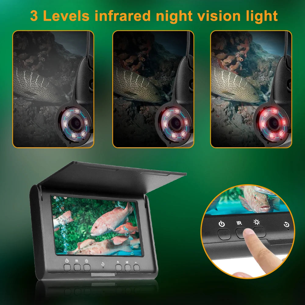 Fish Finder 4.3 Inch Color Monitor Underwater Visible Camera Infrared Night Vision Suitable For Ice Fishing And lake/boat/Sea