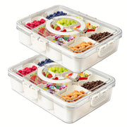 8 Grids Divided Serving Tray Storage Box Kitchen Portable Sub-format Seasoning Separator Box Fresh-keeping Snack Fruits Food Box
