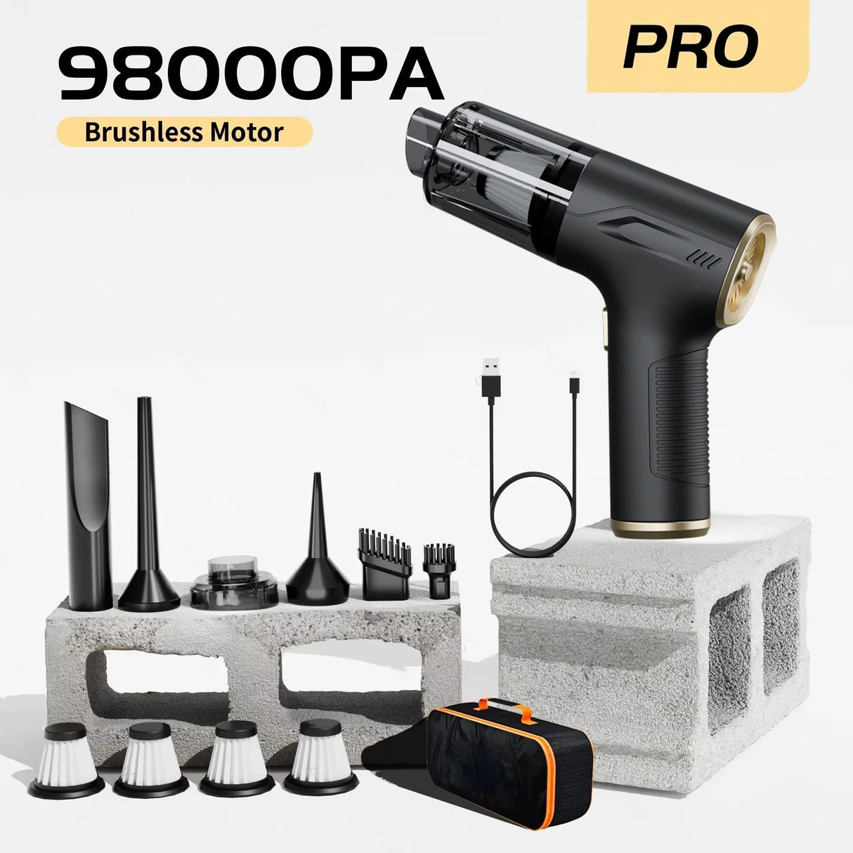 98000PA Car Vacuum Cleaner Portable Wireless Cleaner Powerful Strong Suction Handheld Cleaning Machine for Home Appliance
