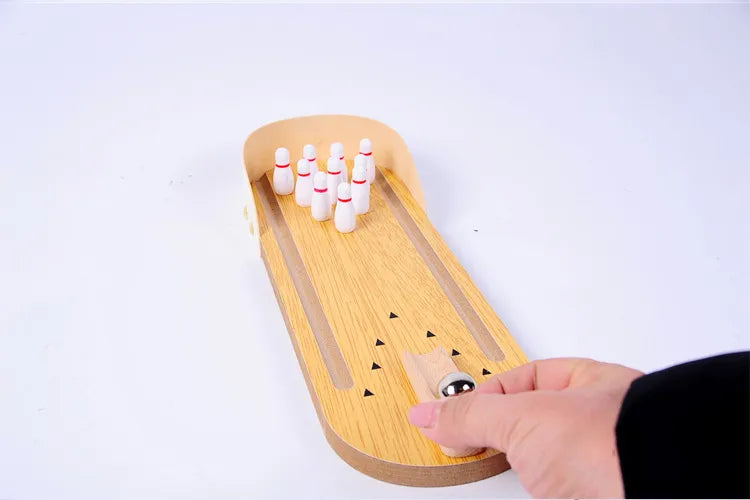 High-end small safe wooden children's educational innovation toys mini bowling set tabletop game wooden parent-child fun toys