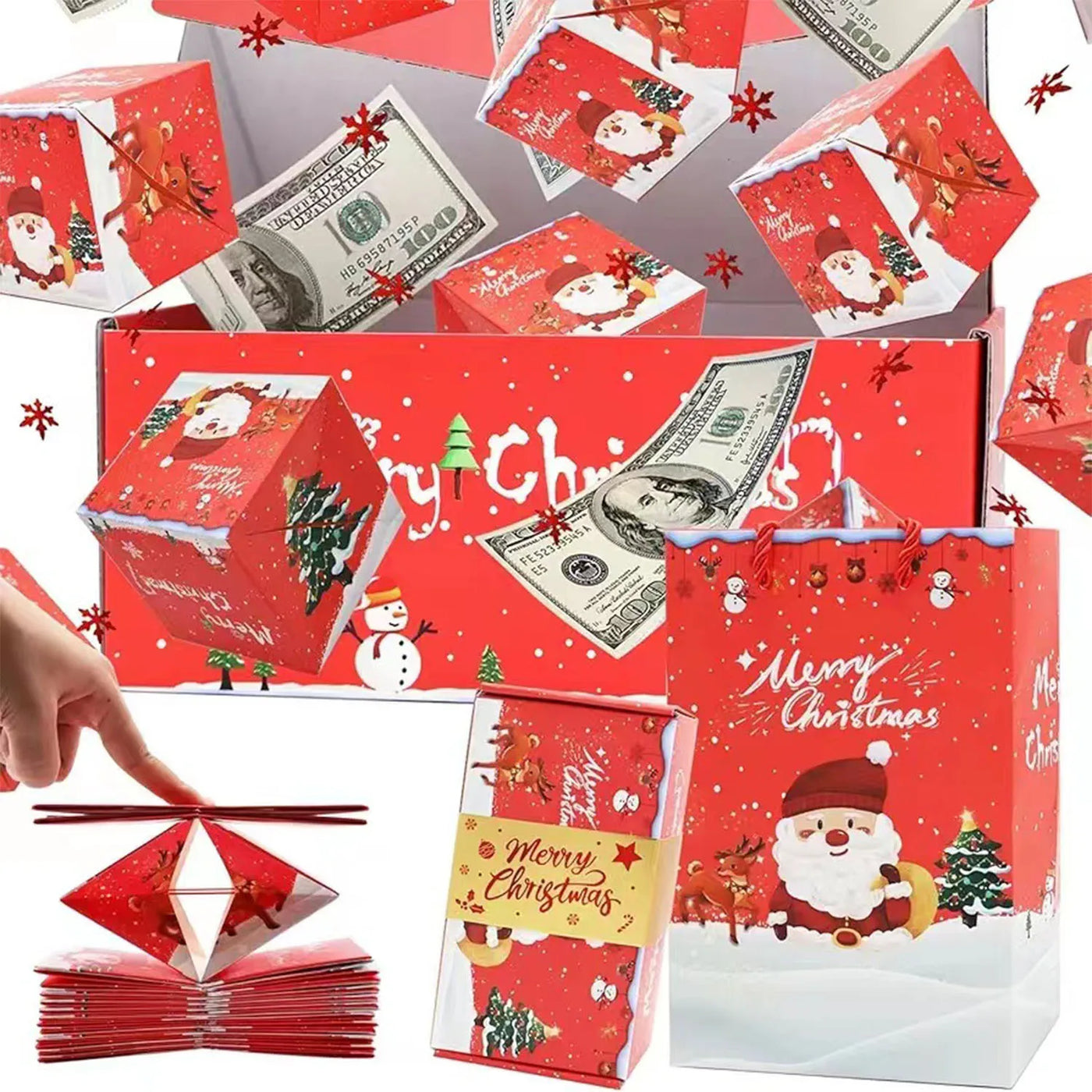 Christmas Pop-Up Bounce Gift Box with Gift Bag