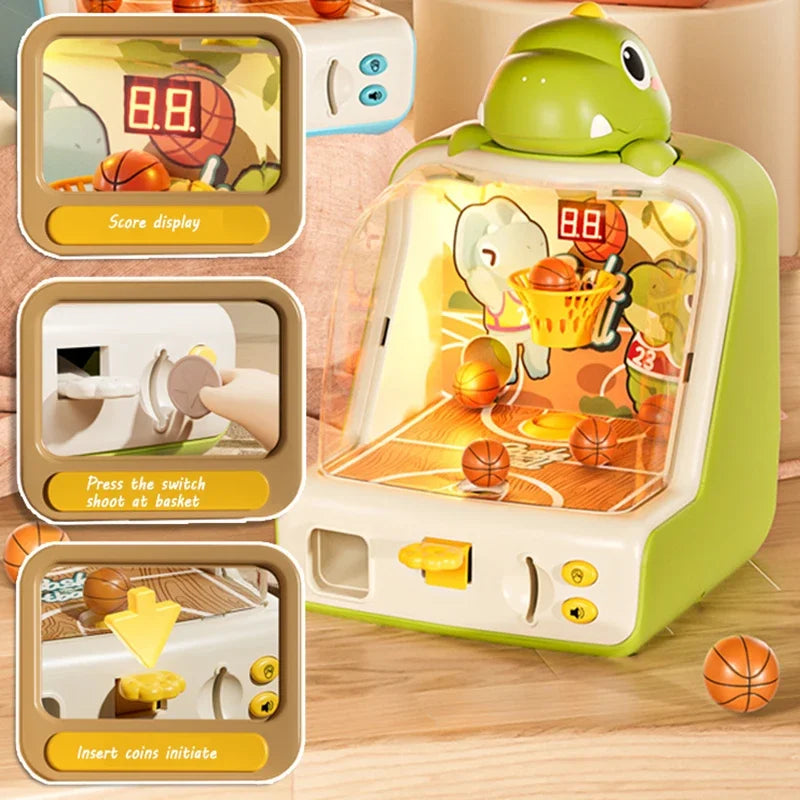 Basketball Shooting Arcade Game Toy - Desktop Pinball Hoop with LED Scoring, Fun Interactive for Kids Family Party Gathering