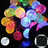 Solar String Lights Outdoor Crystal Fairy Light Chritmas Garland 8 Modes Waterproof Patio Light for Garden Party Decor