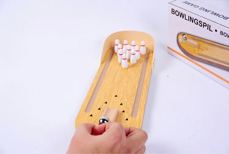 Wooden Desktop Mini Bowling Game Set