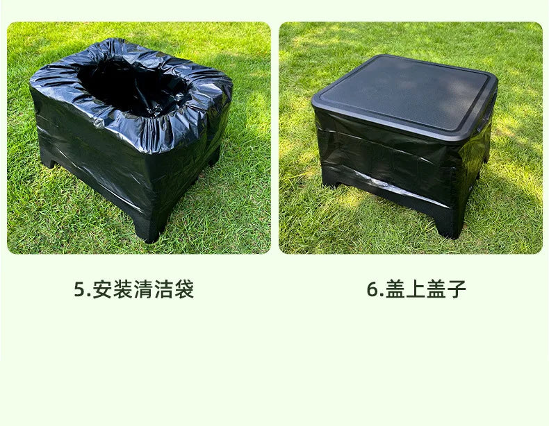 Folding Portable Camping Toilet – 2 Sizes, Grey or Black