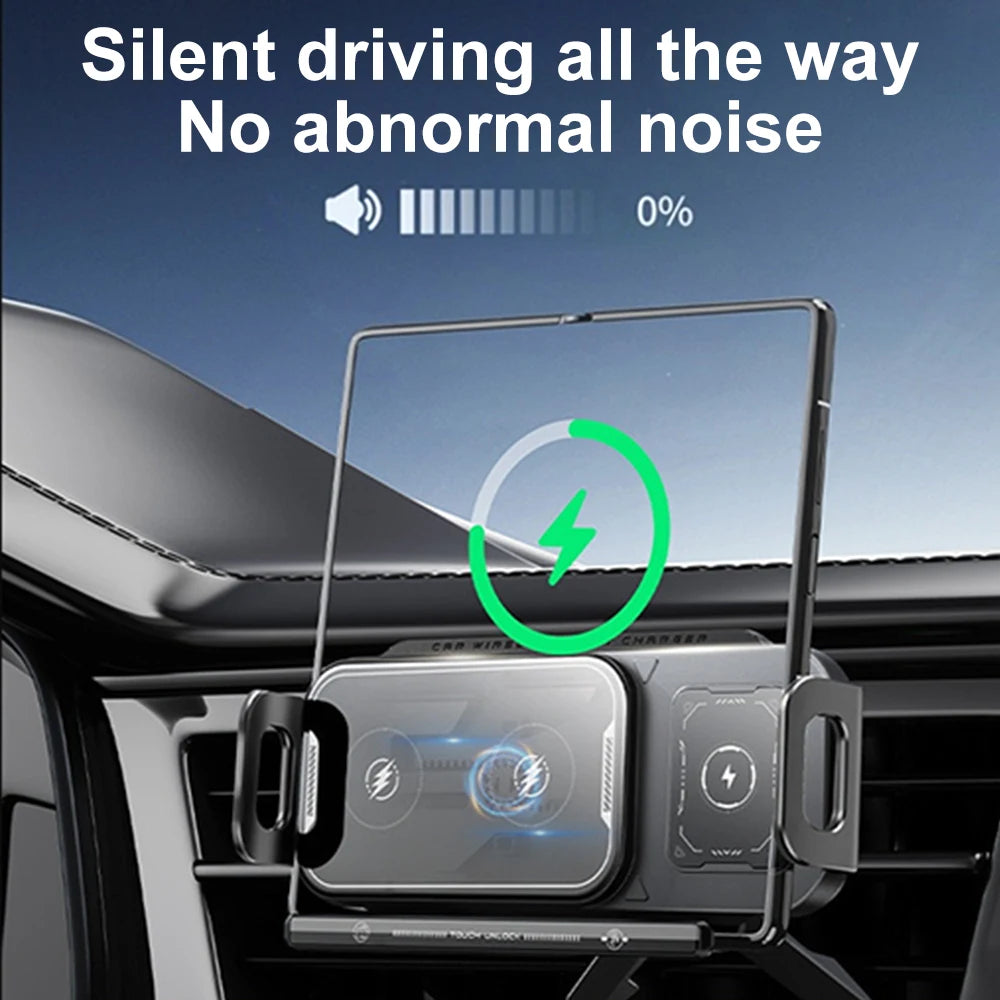 15W Dual-Coil Wireless Car Charger for Foldable Phones