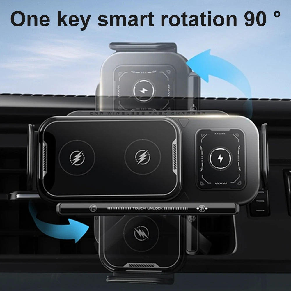 15W Dual-Coil Wireless Car Charger for Foldable Phones