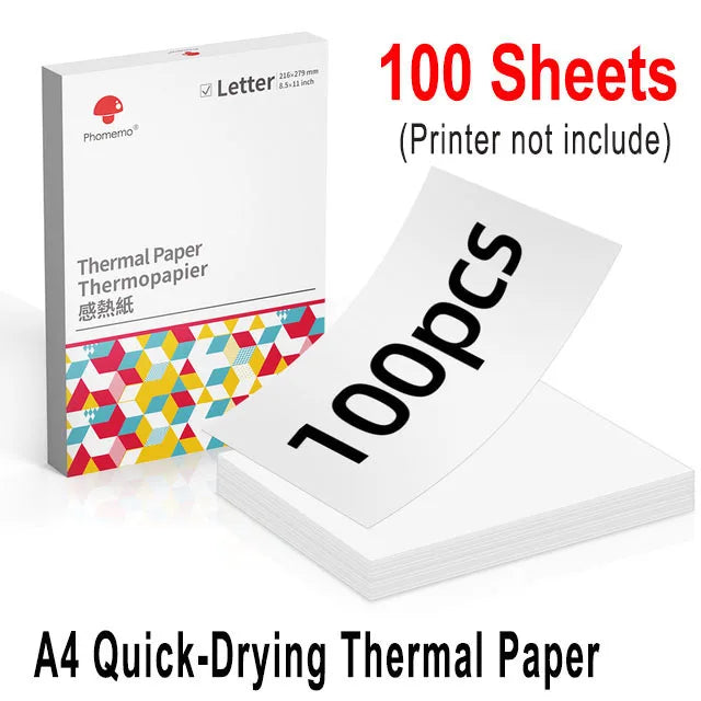 Mini Phomemo M08F Portable Printer Bluetuth Thermal Printer Compatible with Android, iOS & Laptop Portable Wireless A4 Printers