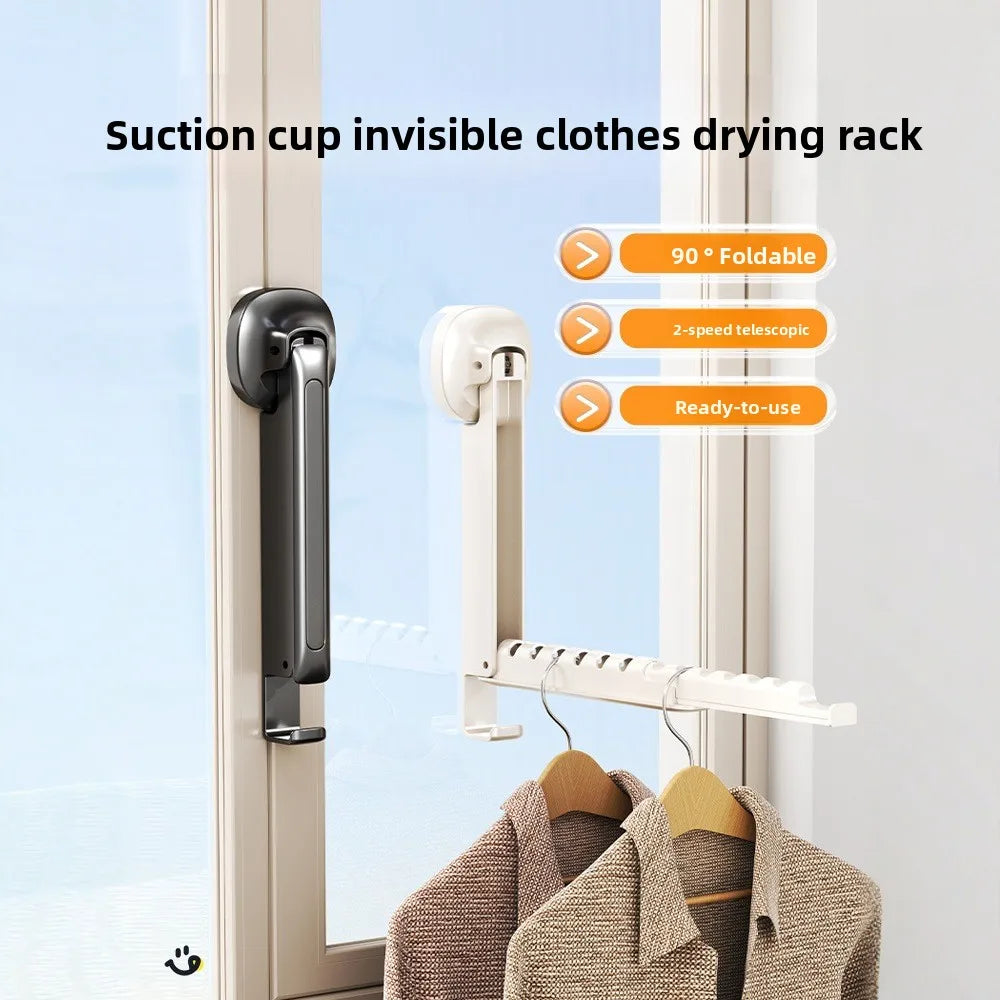 Fold-Away Wall Clothes Hanger Rack – Black or White