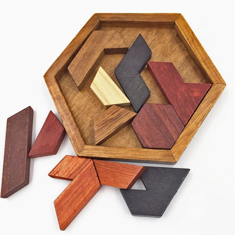 Wooden Hexagon Tangram Puzzle