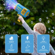 Bubble Gun Bubble Machine Without Solution - 69 Holes Blaster for Kids Outdoor Summer Toy, Party Favors - Bubble Maker Blowers