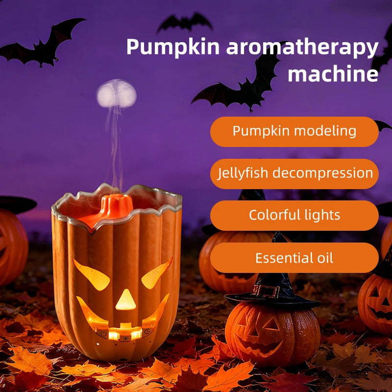 Halloween Pumpkin Aroma Diffuser & Humidifier – LED Night Light USB Essential Oil Mister