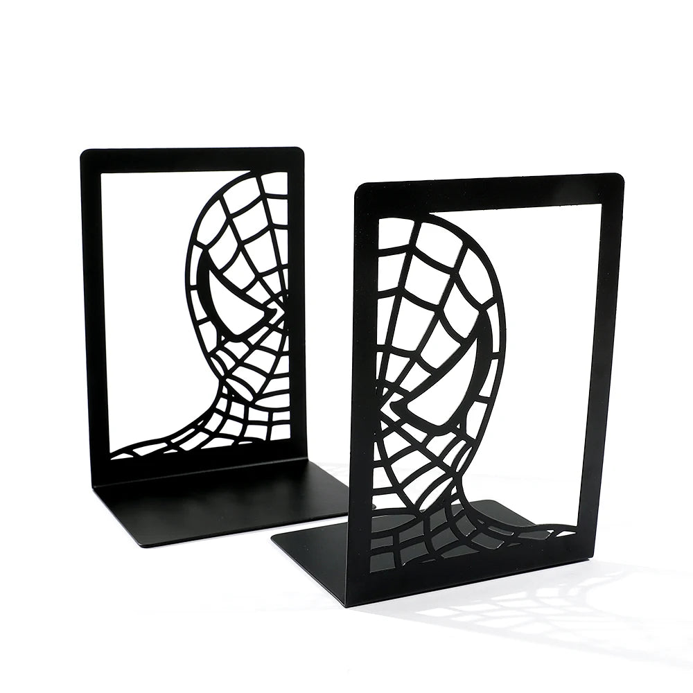 Handsome Spider Man Hollow Book Ends Heavy Duty Metal Bookend Office Desktop Book Rack Office supplies Bookshelf for Book Lovers