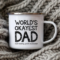 Dad Nutritional Facts Coffee Mug Enamel Cup for Papa Daddy Stepdad Father’s Day Gift Best Dad Ever Cups Dad Gifts From Kids