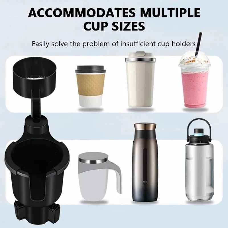 Expandable Car Cup Holder with 360° Snack Tray