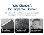 Hair-absorbing Hair Clipper Low Noise Baby Hair IPX7 Waterproof Household Children Clipper Electric Clipper Baby Care
