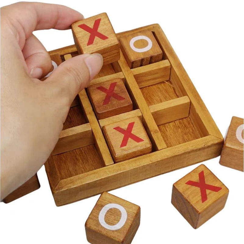 Wooden Tic Tac Toe Classic Tabletop Strategy Board Games Brain Teasers Fun Logic Challenges Family Travel Gifts For Kids Adults
