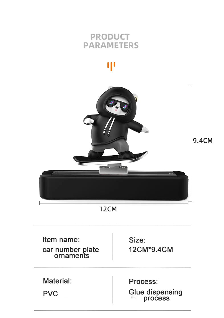 Magnetic Skateboard Bear Dashboard Ornament – 4 Styles