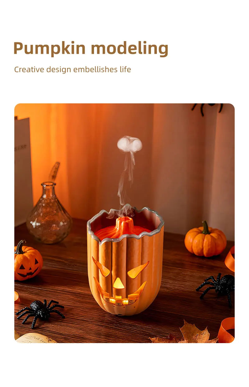 Halloween Pumpkin Aroma Diffuser & Humidifier – LED Night Light USB Essential Oil Mister