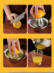 Manual Stainless-Steel Citrus Press with Bowl & Strainer