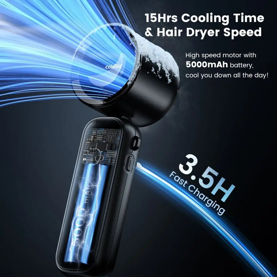 5000 mAh Foldable Turbo Fan with Digital Display – 3 Colours
