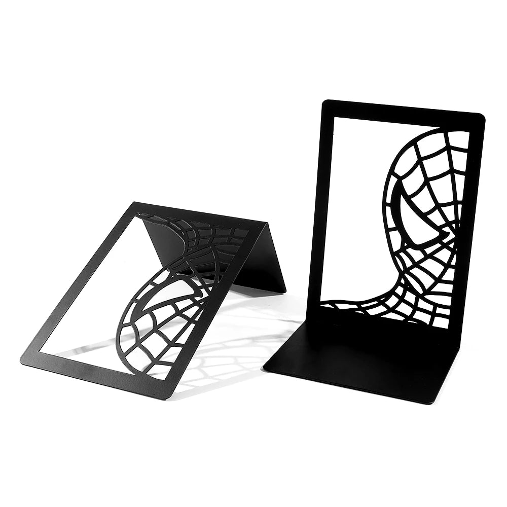 Handsome Spider Man Hollow Book Ends Heavy Duty Metal Bookend Office Desktop Book Rack Office supplies Bookshelf for Book Lovers