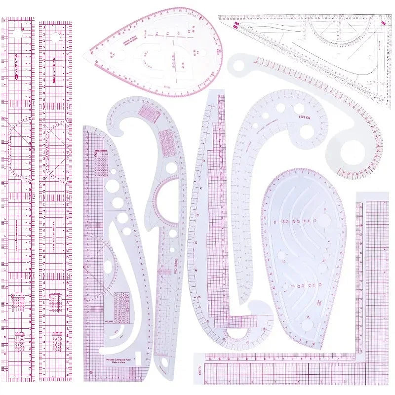 Transparent French-Curve Sewing & Drawing Templates – 3 Sets