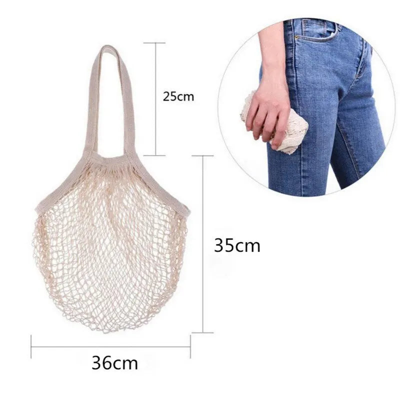 1/2pcs Cotton String Shopping Tote Bags Fruit Vegetable Storage Organizer Reusable Washable Grocery Eco Friendly Mesh Bags