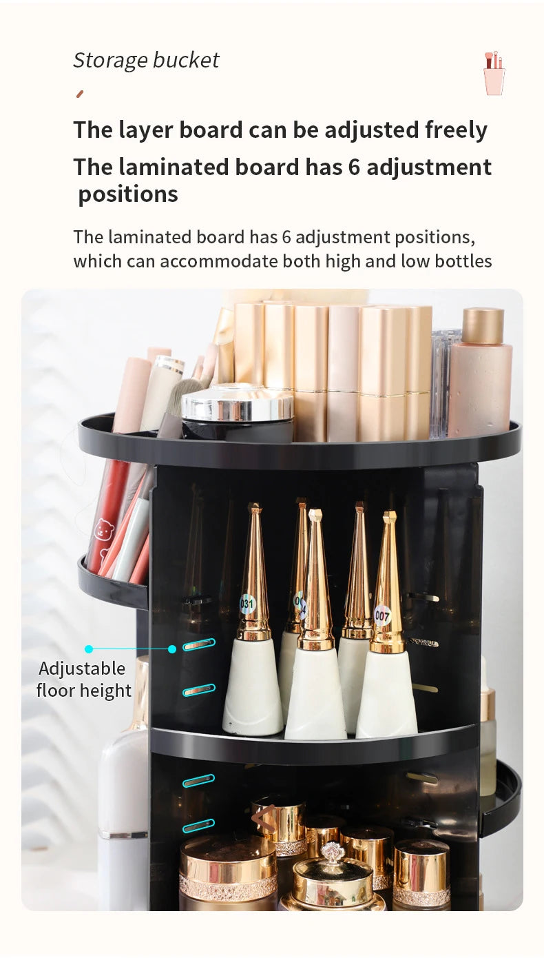 360° Rotating Makeup & Skincare Organiser – 3 Colours