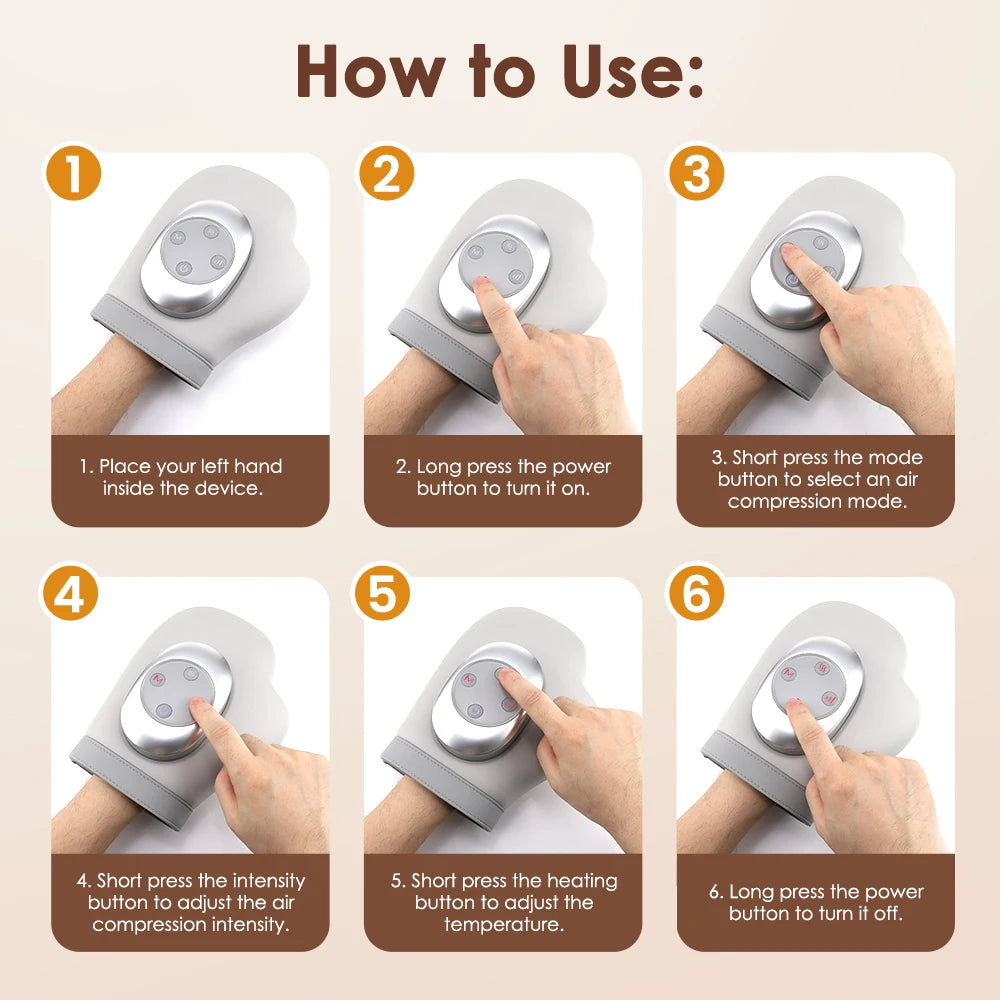 Rechargeable Heated Air-Compression Hand Massager – Grey