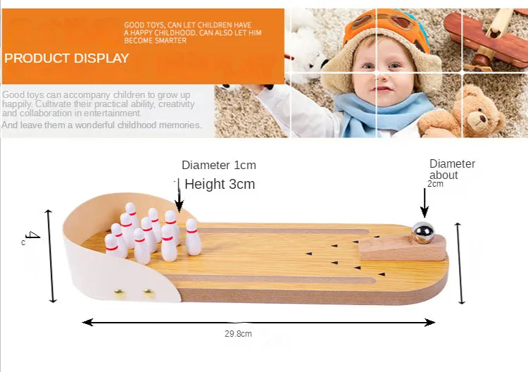 Wooden Desktop Mini Bowling Game Set