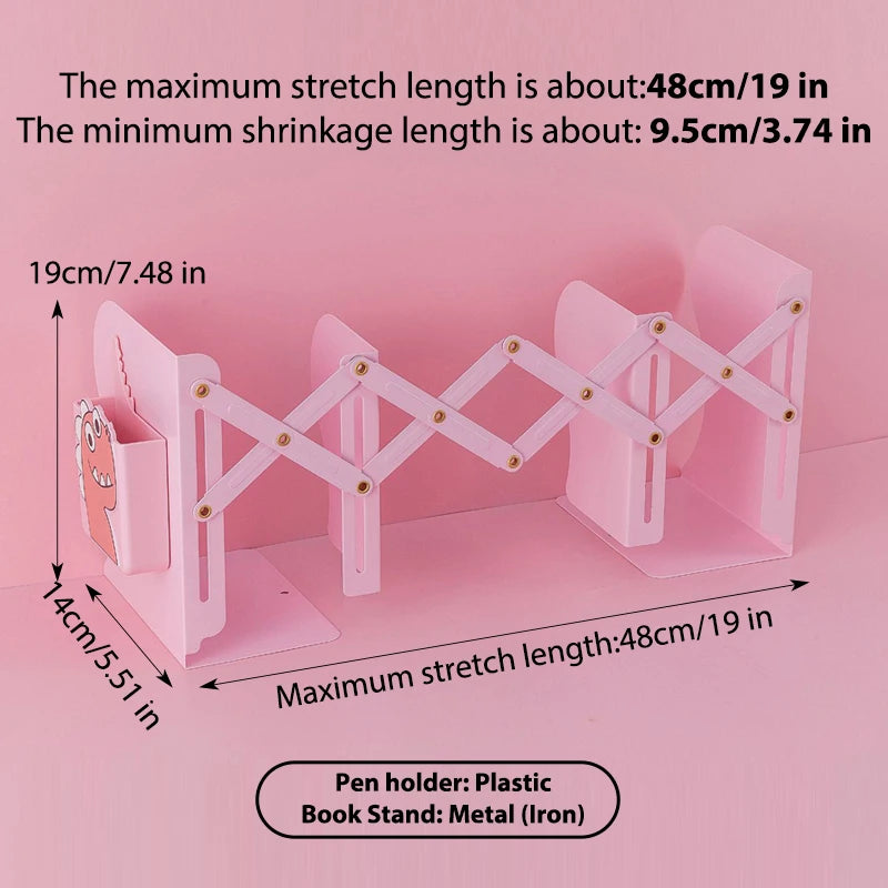 Adjustable Metal Bookend with Pen Holder