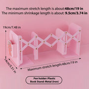 Adjustable Metal Bookend with Pen Holder