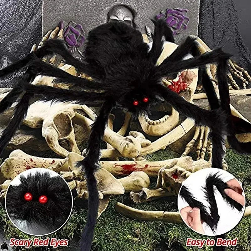 Poseable Giant Black Halloween Spider – 30cm to 200cm