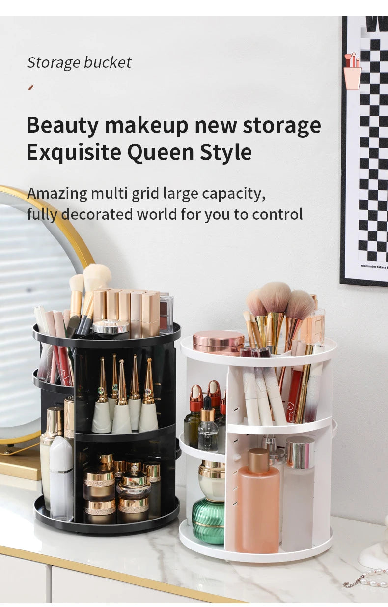 360 Degree Rotating Makeup Storage Box Rotating Layer Transparent Desktop Organizer Home Dresser Perfume Skin Care Shelf