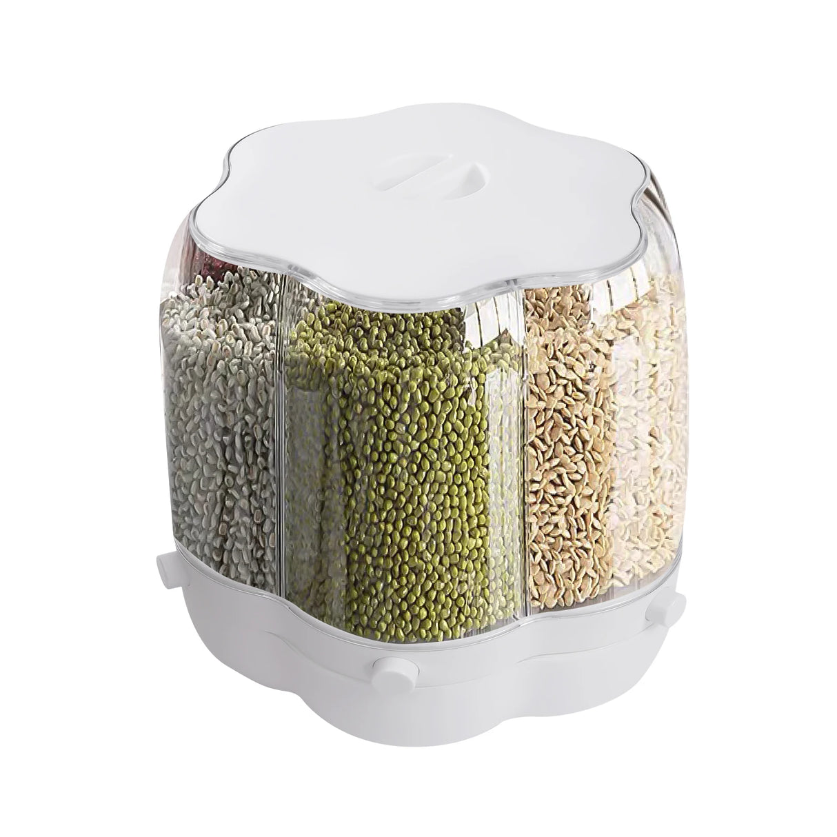 6-Compartment Cereal Dispenser, 360° Rotation, 164lbs Capacity, Airtight Sealing, Transparent Design for Dry Food Storage