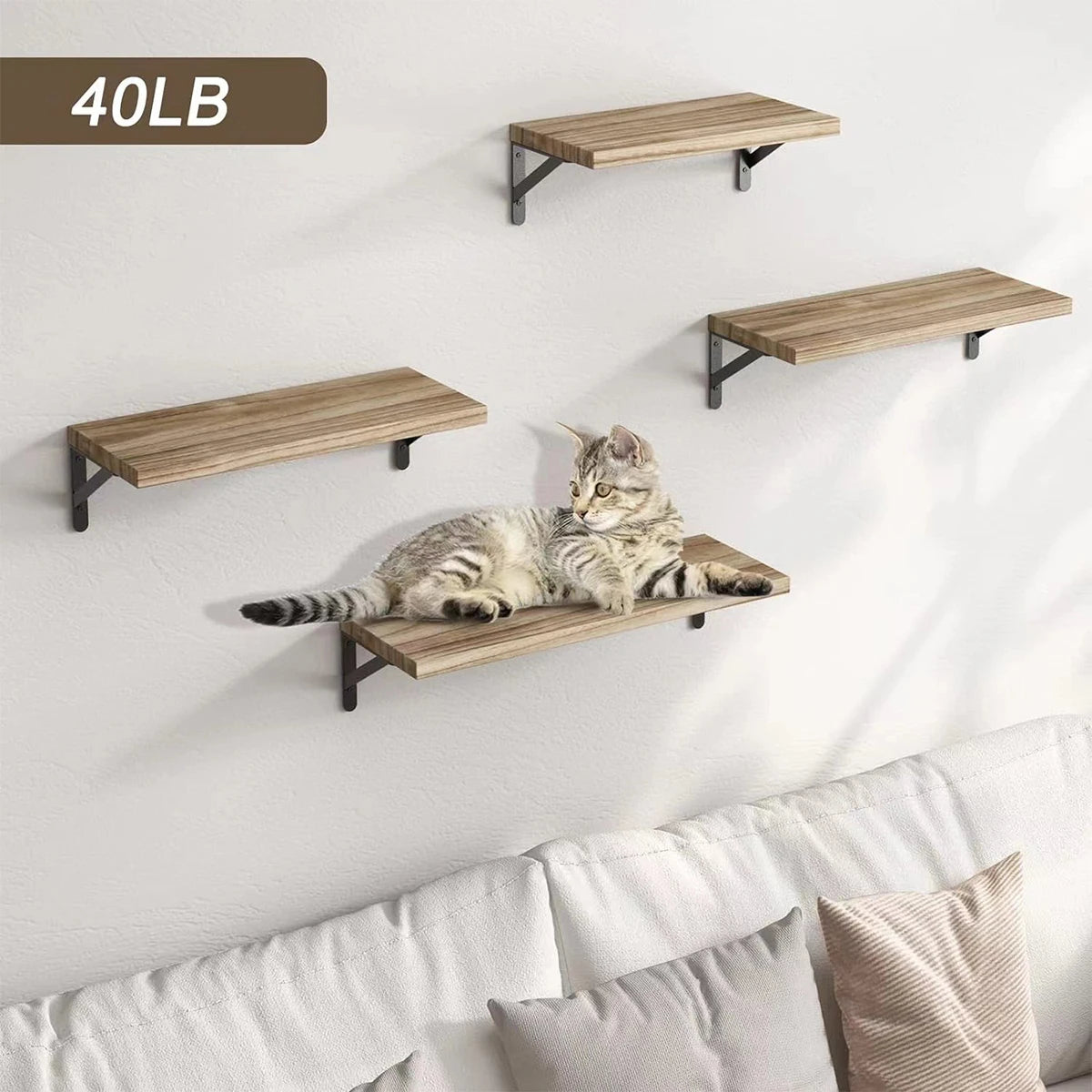 Wall-Mounted Wood Floating Shelves – 1 or 4 Pieces