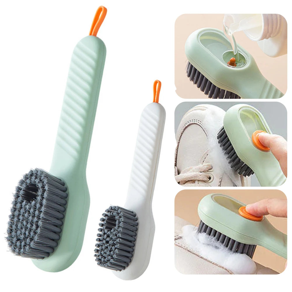 Push-Dispensing Cleaning Brush for Shoes & Clothing