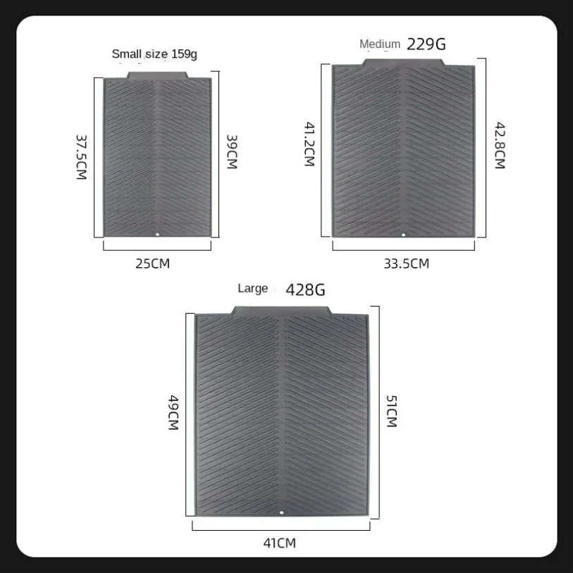Grey Ridged Silicone Dish-Drying Mat – 3 Sizes